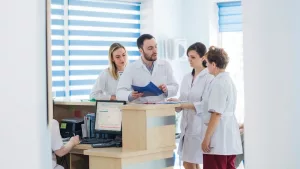 Medical research staff at a clinical trial clinic