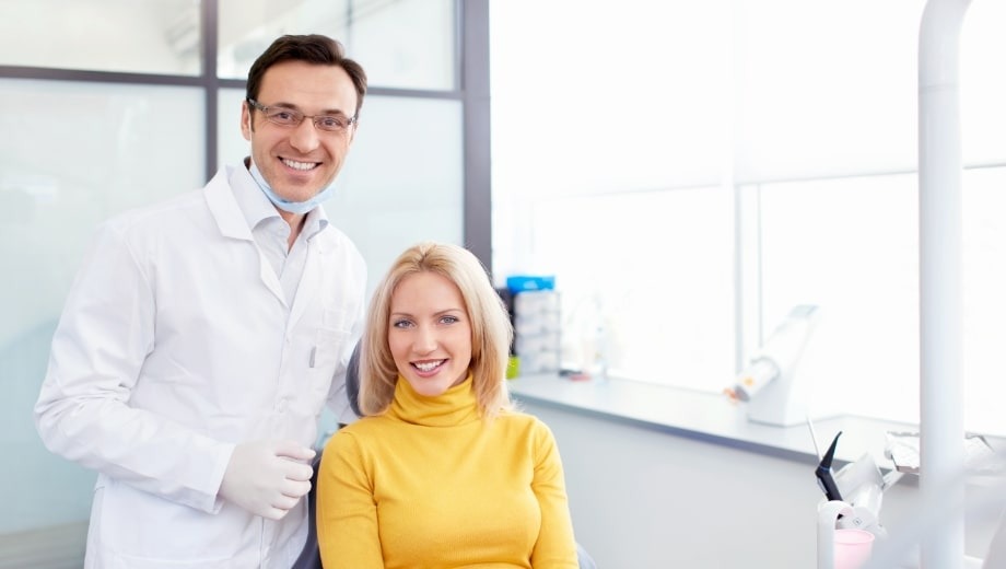 Medical doctor with clinical trial patient