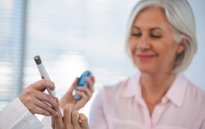 Woman with type 2 diabetes participating in a clinical trial.